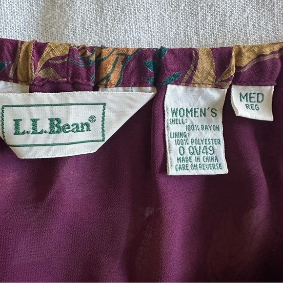 Vtg LL Bean Floral Pull On Midi Skirt Sz M Dark Cottagecore Peasant Y2K Boho - Picture 9 of 10